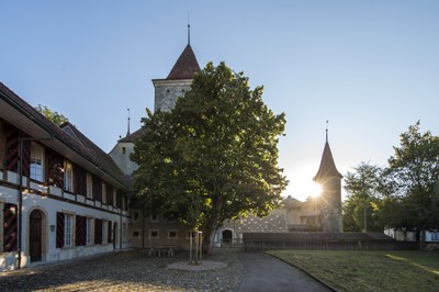 Der Tag erwacht beim Schloss