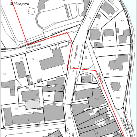 Plan Bereich der Sanierungsarbeiten. Vergrösserte Ansicht