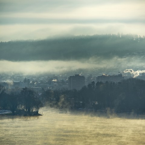 3 Nidau mit Dunst. Vergrösserte Ansicht