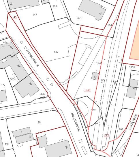 Abb. 1 Auszug WebGIS Grundstückverhältnisse Bibliotheks-/Bahnhofplatz
